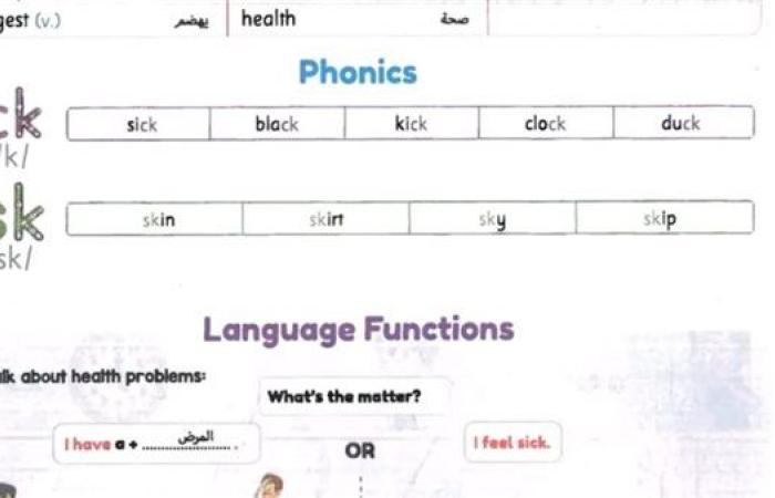 ملخص الوحدة الثانية لغة انجليزية في 4 ورقات لـ الصف الثالث الابتدائي