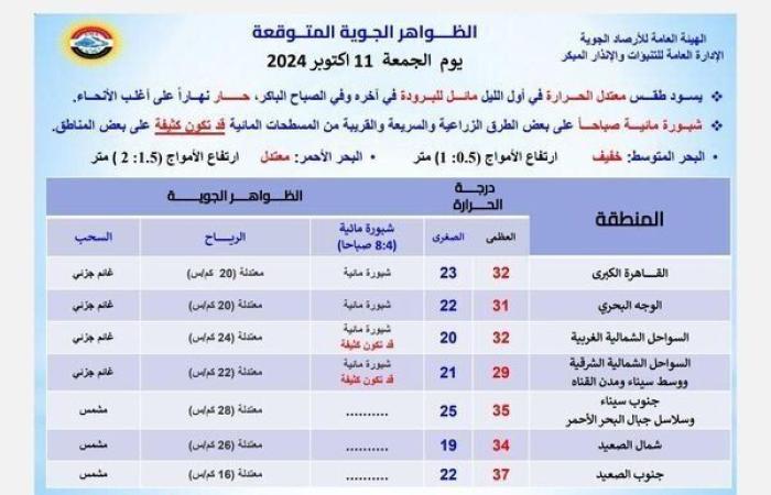 بالبلدي : طقس الغد.. «الأرصاد» تحذر السائقين من شبورة مائية على هذه الطرق