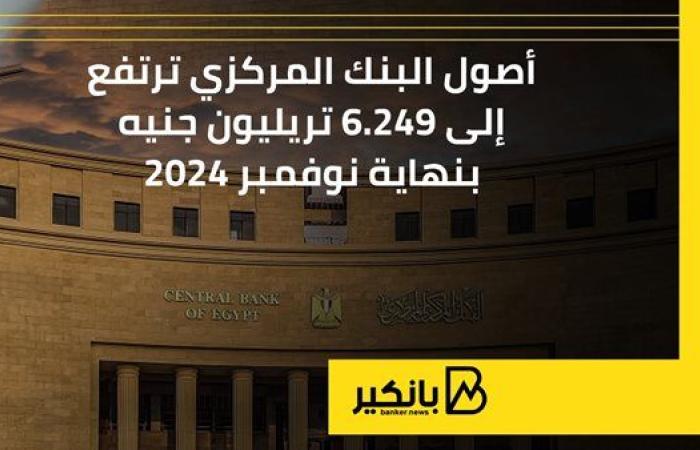 أصول البنك المركزي ترتفع إلى 6.249 تريليون جنيه بنهاية نوفمبر 2024